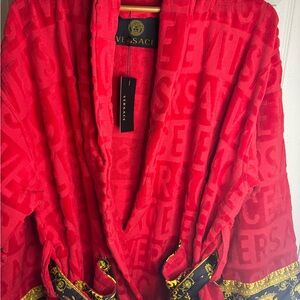Versace Bold Red Robe with Gold Accents